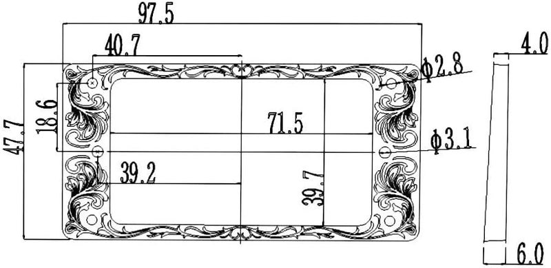 guyker Metal Flat Humbucker Cover, Pickup Mounting Ring Set - Bridge Neck Pickups Frame Replacement Part for Electric Guitar or Precision Bass(2PCS, PR008 Black) - Image 4